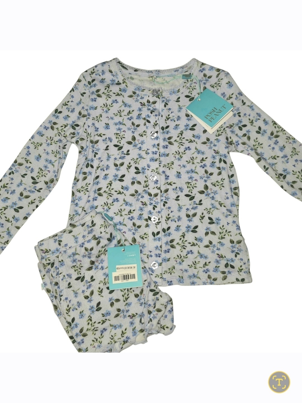 Posh Peanut Blue Bell Pointelle Cardigan & Shorts 3T/4T NWT